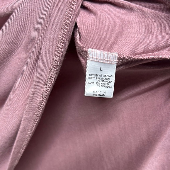 Zenana Outfitters Pink Asymmetrical Blouse with Lace - Picture 7 of 8